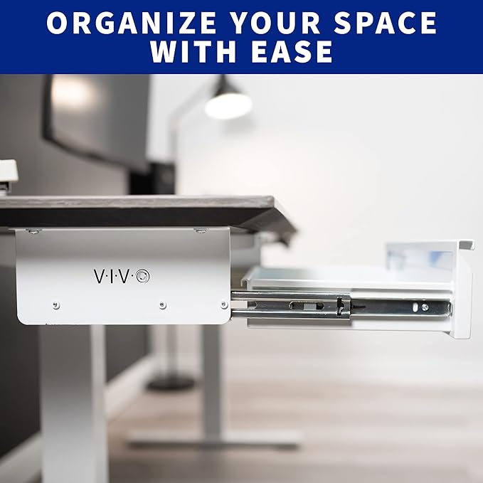 VIVO 16 inch Under Desk Slide Out Drawer without Shell, Home Office Storage Organizer, White, DESK-AC03A-W