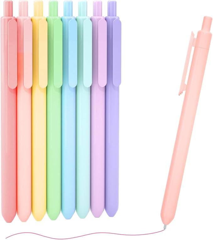 Shuttle Art Colored Retractable Gel Pens, 8 Pastel Ink Colors, Cute Pens 0.7mm Fine Point Quick Drying for Black Paper Writing Drawing Journaling Note Taking School Office Home