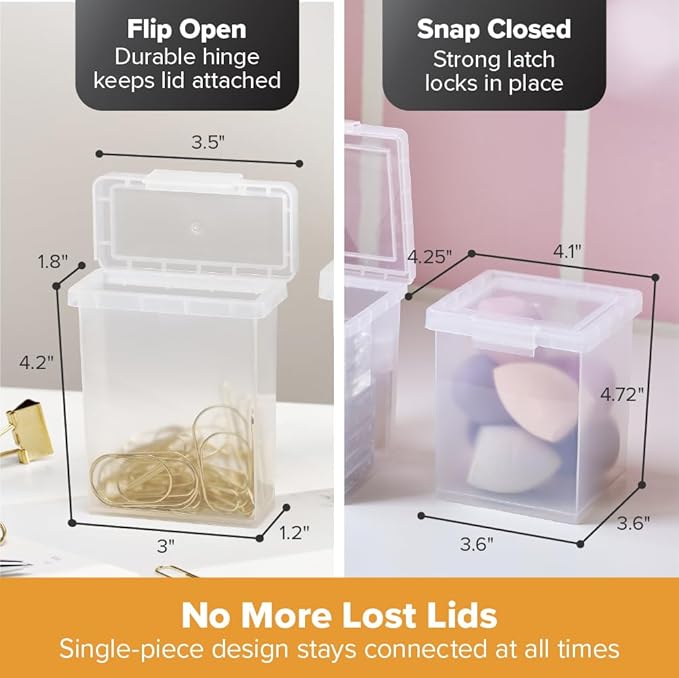 Bostitch Konnect Storage Containers with Lids, Organizer, Clear Plastic Box, Stackable Nesting Bins, 3-Piece Bundle, 1 Medium, 2 Small
