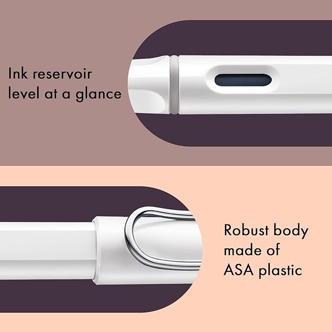 LAMY safari white - Fountain Pen with ergonomic grip & polished Left-Handed steel nib (LH) in size M - ideal for any Writing & Calligraphy - including LAMY T 10 blue cartridge