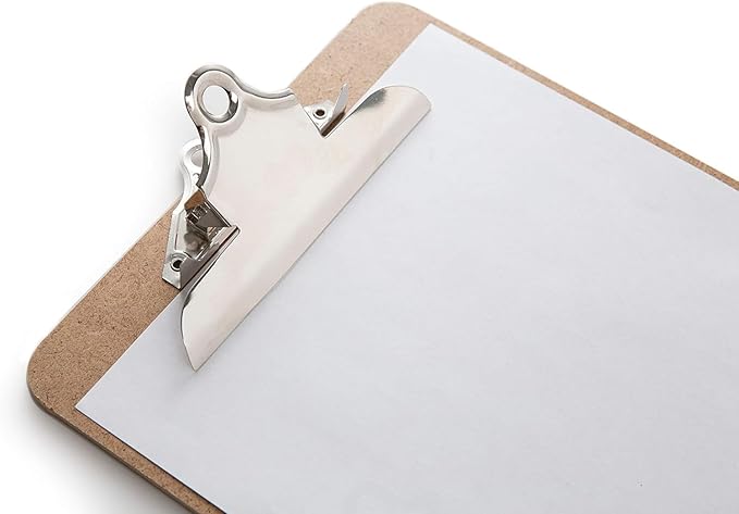 Letter Size Clipboard with Butterfly Clip (Pack of 5) - 9'' x 12.5'' Large Wood Clipboards for Classroom, Clipboards for Kids | Hardboard for Office, College, Teacher & Back to School Supplies