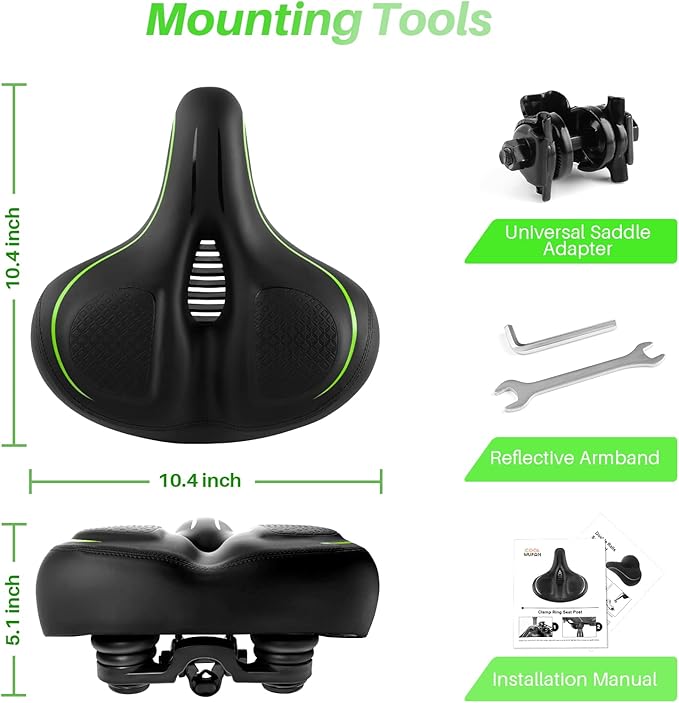 Oversized Bike Seat for Peloton Bike & Bike+, Comfort Seat Cushion Compatible with Peloton, Road or Exercise Bikes, Bicycle Wide Saddle Replacement for Men & Women, Accessories for Peloton