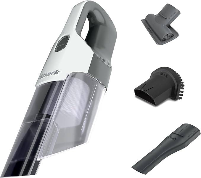 Shark Cyclone PET Handheld Vacuum with, HyperVelocity Suction, Powerful Pet Hair Pickup, Lightweight, XL Dust Cup, Including Upholstery Tool, 8" Crevice Tool, Scrubbing Brush, Pearl White, AA701