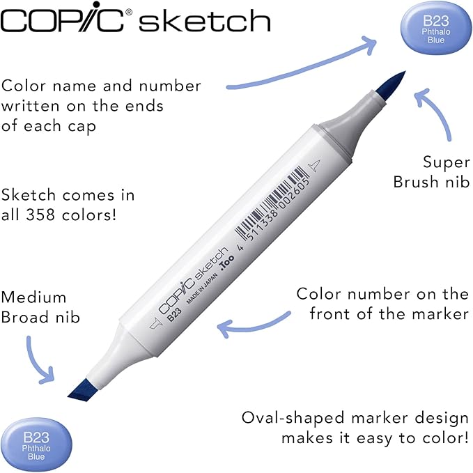 Copic Sketch Alcohol Markers, 6 Color Dual Tip Art Marker Set – Blendable Brush Tips for Drawing, Sketching, and Illustration – Professional Set for Adults/Teen Artists & Creators - Floral Favorites 1
