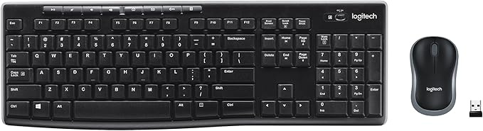 Logitech MK270 Wireless Keyboard and Mouse Combo for Windows, 2.4 GHz Wireless, Compact Mouse, 8 Multimedia and Shortcut Keys, 2-Year Battery Life, for PC, Laptop - Black