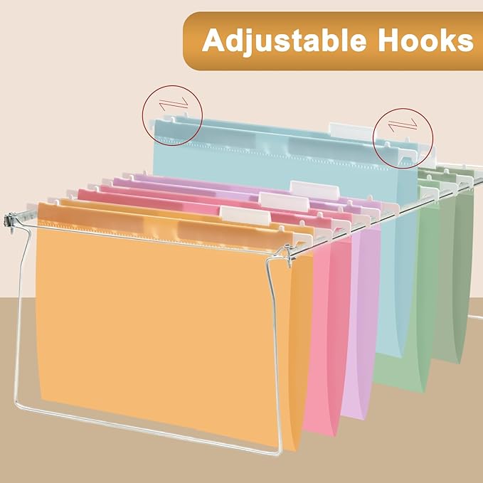 Pastel Plastic Hanging File Folders,Letter Size,18 Pack Reinforced Hang Folder,Standard File Folders for Filing Cabinet,Plastic Hanging Folders,1/5-Cut Tabs,Designed for Home and Office