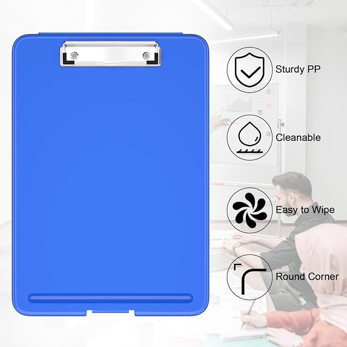 Hongri Clipboard with Storage, 8.5 x 11 Nursing Clip Board Foldable Storage for Nurses, Lawyers, Students, Classroom, Office, School, Size 13.4 x 9.4 X 0.9 in, Dark Blue