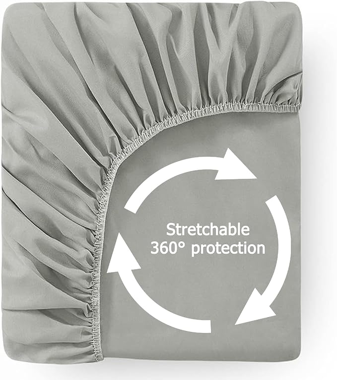 King Premium 2 Pack Waterproof Mattress Protector, Soft Breathable Mattress Pad, Noiseless Bed Cover - Stretch to 21" Fitted Deep Pocket Mattress Protection Cover - Light Grey