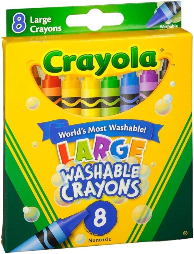 Crayola Washable Crayons, Large, 8 Colors - 2 Packs