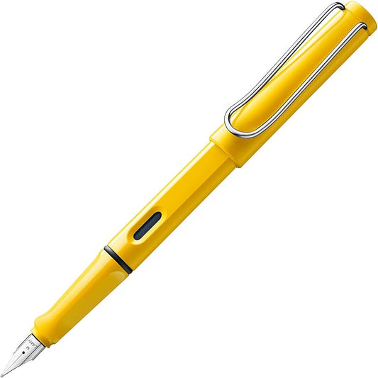 LAMY safari yellow - Fountain Pen with ergonomic grip & polished steel nib in size B - ideal for any Writing & Calligraphy - including LAMY T 10 blue cartridge - Right-Handed
