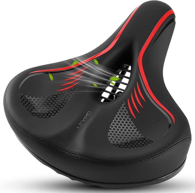 Comfort Bicycle Seat Wide Bike Seat for Men Women with Dual Shock Absorbing Ball Soft Bike Saddle Cushion for Exercise Bikes Mountain Bikes Cruiser Bikes Accessories for Peloton