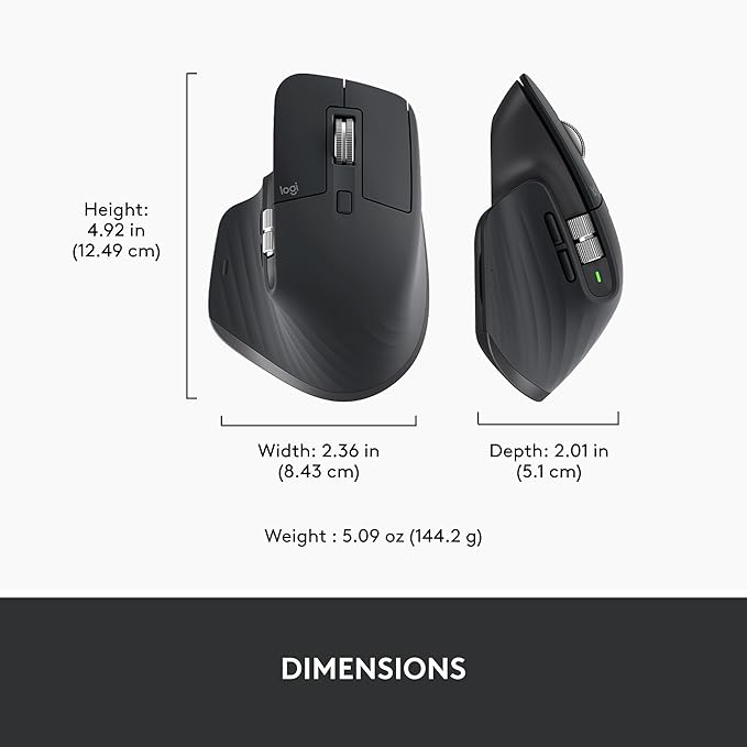Logitech MX Master 3S Wireless Mouse Standard Edition with Logi Bolt USB Receiver, Ultra-Fast Scrolling, Ergo, 8K DPI, Track on Glass, Quiet Clicks, USB-C, Bluetooth, Windows, Linux, Chrome - Graphite