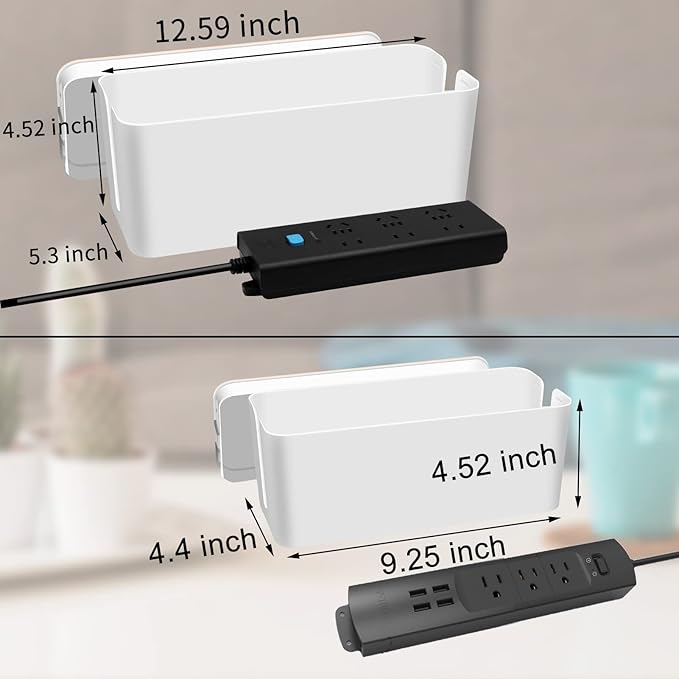 YUANYE Cable Management Box Cable Management Kit for Power Strip to Hide Wires,Cord Organizer Boxes,Safe ABS Material Wire Organizer of Cable Clips Sleeve for Home & Office,2Pack-123PCS/White