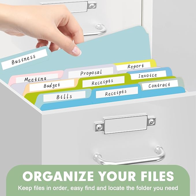File Folder, RAZCC 100 Pack Colored File Folders, 1/3 Cut Tab File Folder Letter Size, Filing Folders with Tabs for Office School Business Use, Assorted 10 Colors