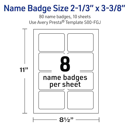 Avery Printable Christmas Adhesive Name Badges, Rectangle, 2-1/3" x 3-3/8", Pre-Printed Pink & Metallic Gold Border with Holly Design, Matte White, Laser & Inkjet Compatible, 80 Total
