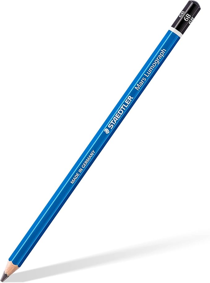 STAEDTLER Mars Lumograph 6B Graphite Art Drawing Pencil, Soft, Break-Resistant Bonded Lead, 12 Pack, 100-6B, Grey