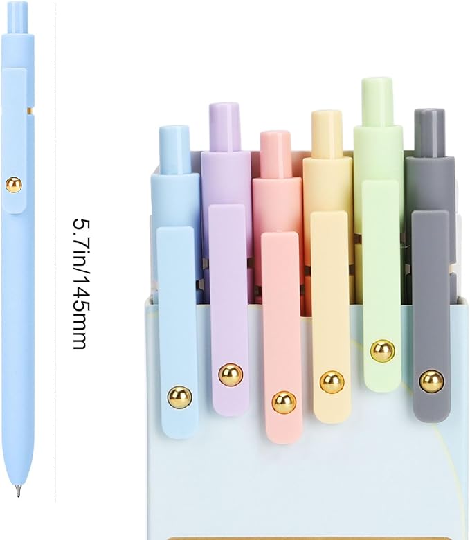 FIOVER Colorful Gel Pens - 12Pcs 0.7mm Multi-Colored Pens, Smooth Writing Coloring Journaling Supplies for Note Taking, Cute Aesthetic Office School Supplies (12PCS Colorful Ink)