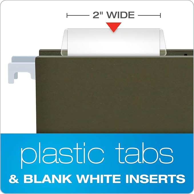 Pendaflex® Hanging File Folder Plastic Tabs, Clear, Pack Of 25
