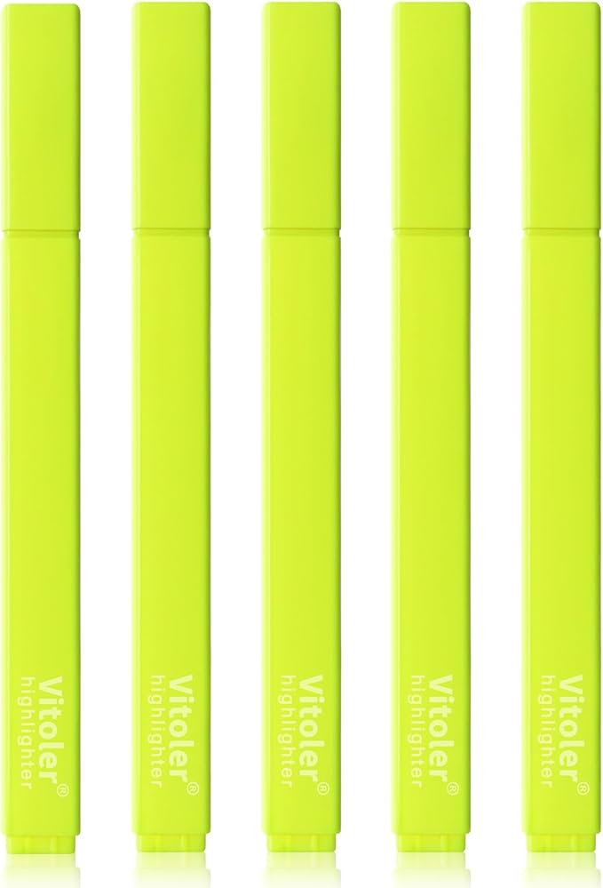 Vitoler Yellow Highlighter,5pcs Fluorescent Yellow Highlighter Chisel Tip,Cute Highlighters for School, Home, Office