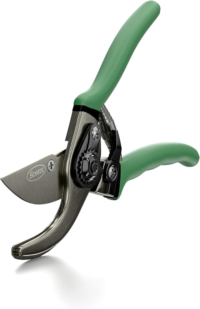 Scotts 8 in. Bypass Pruning Shears – 1/2 in. Cutting Capacity; Gardening Hand Pruner with Sharp Carbon Steel Blade and Non-Slip Grip – Lightweight Garden Tool for Live Plants and Soft Stems