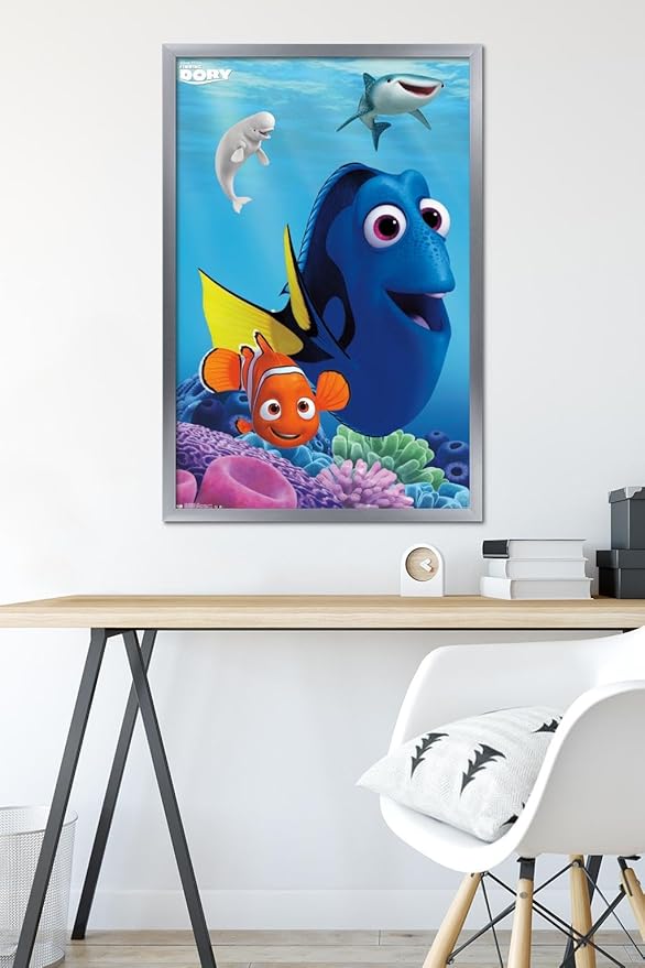 Trends International Disney Pixar Finding Dory - Dory Wall Poster, 22.375" x 34", Silver Framed Version