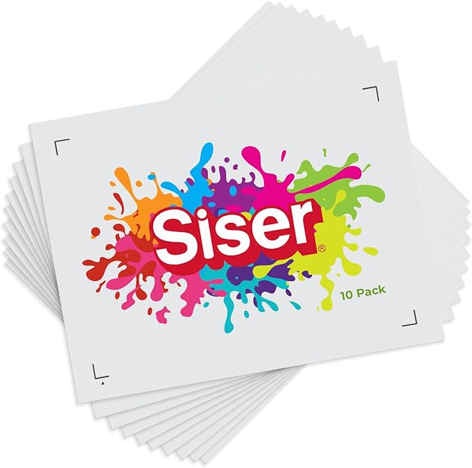 SISER EasyColor DTV 8.4'' x 11'' Sheets - Inkjet Printer Compatible Heat Transfer Vinyl (10 Sheets)
