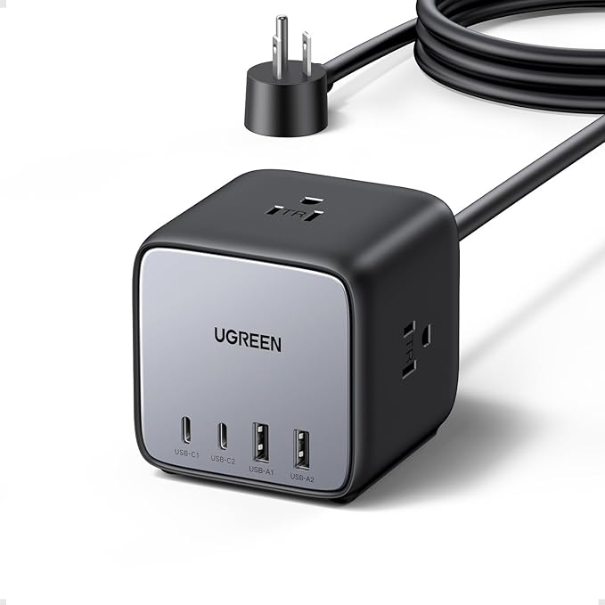 UGREEN 65W USB-C Charging Station with AC Outlet, Nexode 7-in-1 GaN Power Strip for Home, Office and Travel, with 3 AC, 2 USB C & 2 USB A, 6ft Extension Cord, for MacBook Pro, iPhone 16 Pro and More