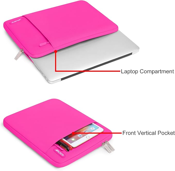 MOSISO Laptop Case 13 inch, 13 inch Laptop Sleeve Compatible with MacBook Air M4 M3 M2 M1 2025-2018 / Pro M2 M1 2025-2016, Polyester Vertical Computer Sleeve Bag with Pocket, Bright Rose