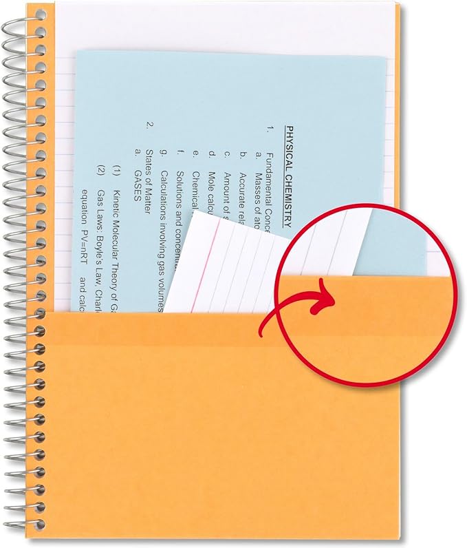 Five Star Spiral Notebook, 5 Subject, College Ruled Paper, 6" x 9-1/2", 150 Sheets, Selected Colors Will Vary, 6 Pack (840030A)
