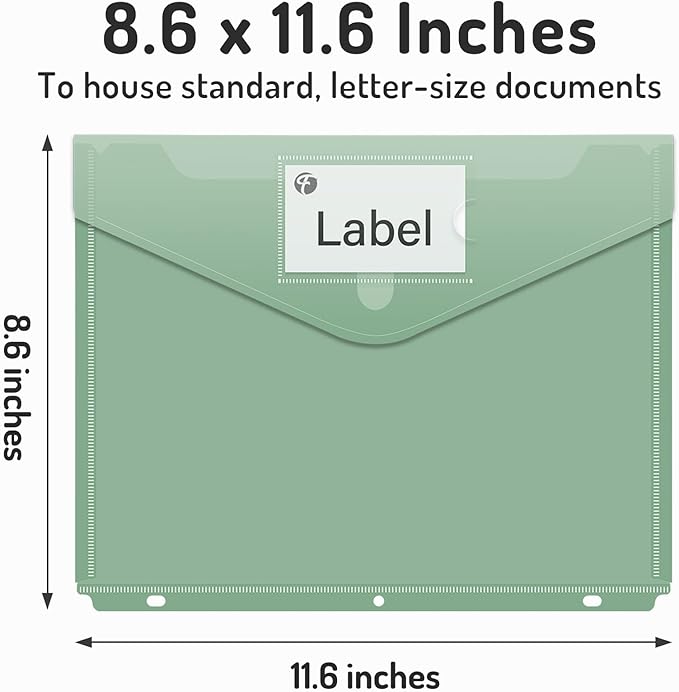 Forvencer Binder Pocket, 5 Pack Super Heavyweight Plastic Folders with Tight Closure, Binder Folders Side Loading, 3 Ring Binder Pocket, Binder Dividers with Pockets, Letter Size, Retro Series