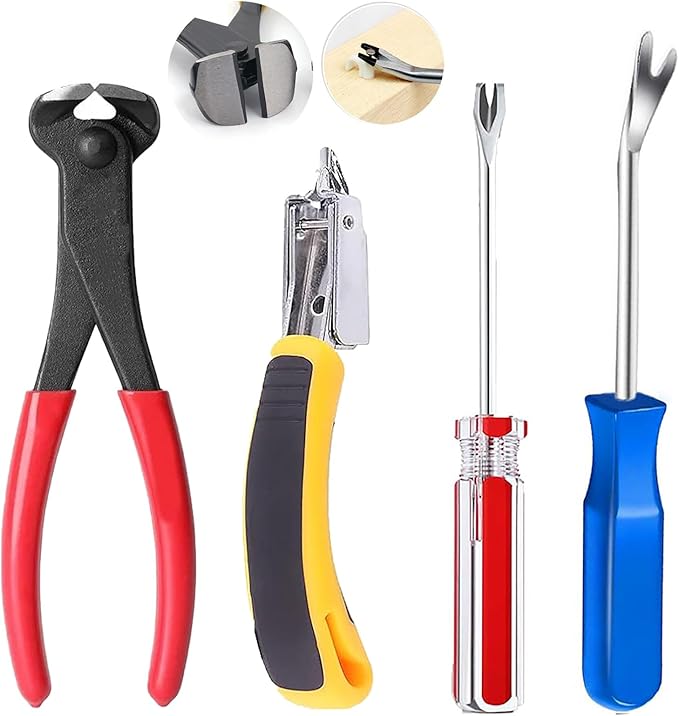 4pcs Upholstery Staple Remover Tool,Nail Remover Tool With Nail Puller Pliers Tack Puller, Staple Remover,Staple Puller Remove Nails From Furniture Floor Wall Wooden Case Picture (4)