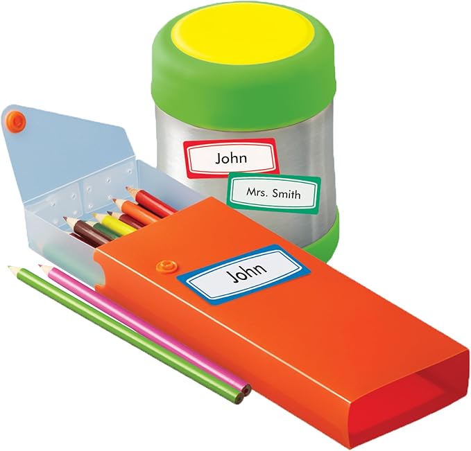 Avery(R) Durable Labels for Kids' Gear, 3/4" x 1-3/4", Assorted Border Colors, Water-Resistant, 60 Rectangle Labels Total (Pack of 2)