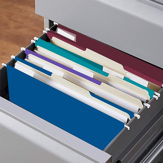 Hanging File Folders, RAZCC 60 Pack Reinforced Hanging Folders Legal Size, Designed for Bulky Files, Filing Cabinet, Adjustable Tabs, Assorted Colors