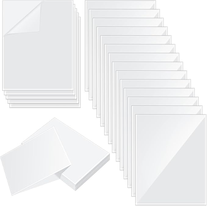 Gueevin 100 Pcs 5 x 8 Inch Self Adhesive Display Pockets Peel and Stick Clear Paper Sleeves Wall and Door Communication Clear Adhesive Sheet Protector Letter Size Plastic Sheet Protectors
