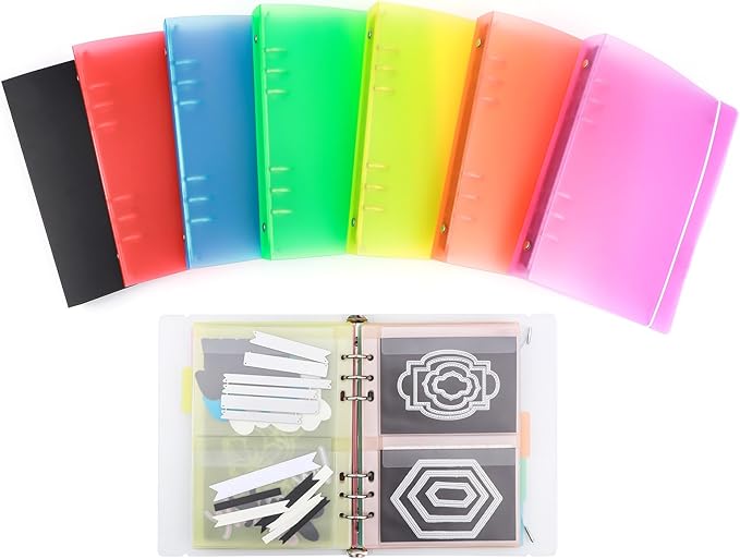 BAOFALI 3Pcs/Set A5 6 Ring Binder Cover Clean Transparent Soft PVC for Refillable Notebook Shell withMatte surfaceforStamp & Die Storage (Yellow)