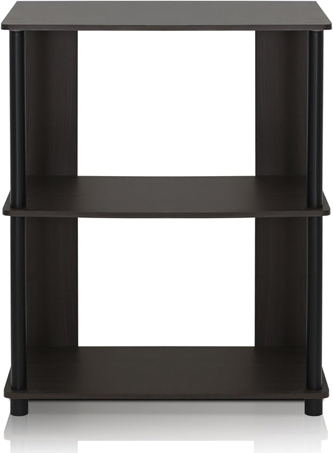 Furinno JAYA Simple Design 3-Tier Bookcase / Bookshelf / Display Rack, Plastic Tubes, Walnut