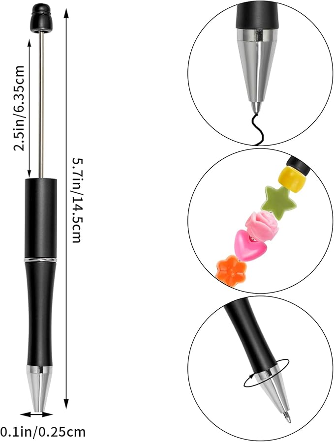 jiebor 30Pcs Hot Pink Beadable Pens Plastic Bead Ballpoint DIY Cute Cool Pens Black Ink for Women Men Bridal Graduation Gift Office Supplies
