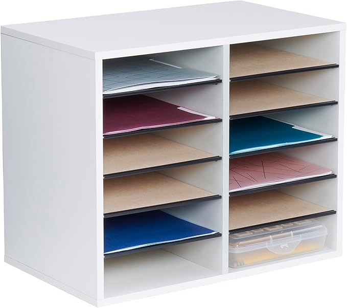 Safco Wooden Paper and Mail Organizer for Home Office and Classroom, Adjustable Shelves and Stackable
