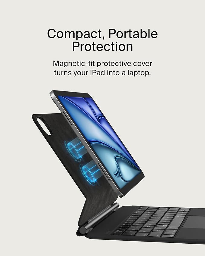 Belkin Pro Keyboard Case w/Magnetic Stand, Backlit Bluetooth Keyboard, Multi-Gesture Controls, Magnetic Apple Pencil Storage Compatibility, & Multimedia Keys for iPad Air 10.9" & iPad Pro 11" - Black