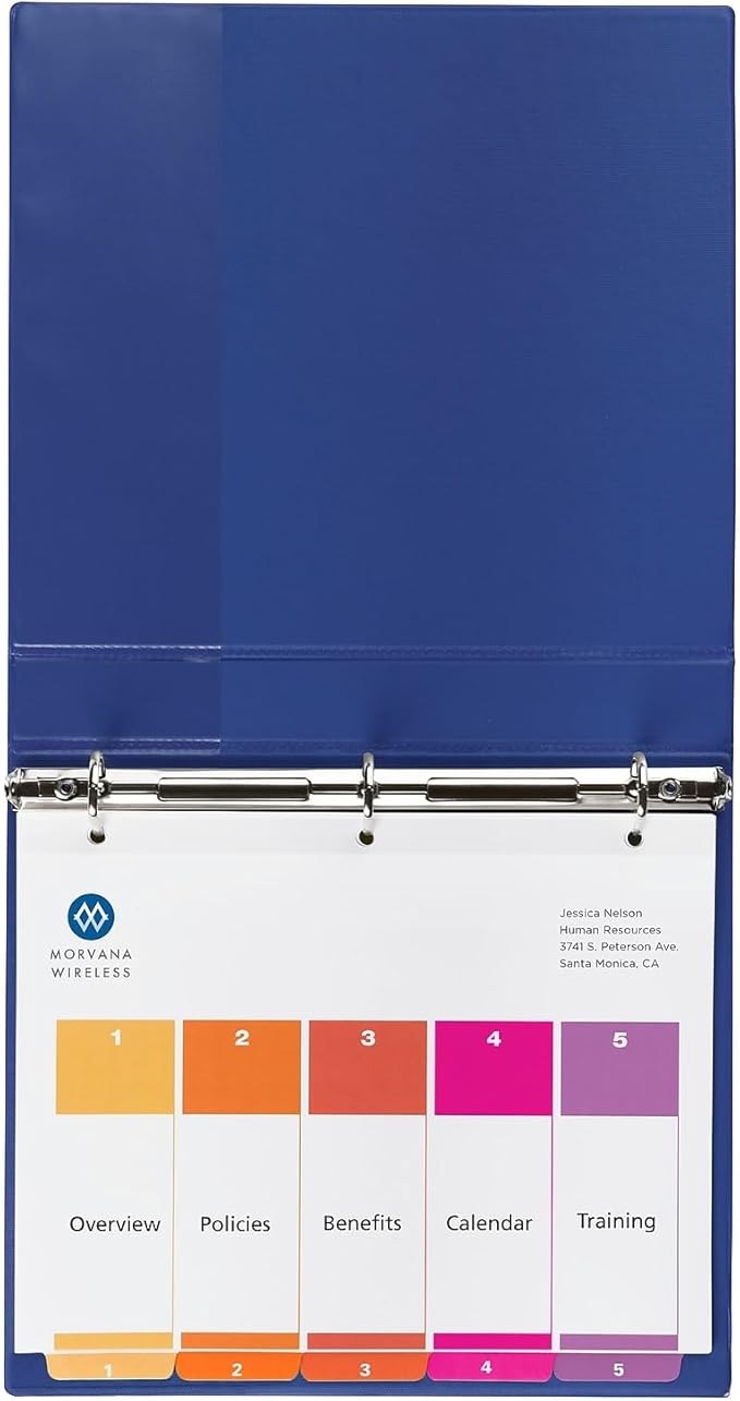 Avery Dividers for 3 Ring Binders, 5 Tabs per Set, Customizable Table of Contents, Multicolor Tabs, Great for Organizing High-Volume Reports, Projects, and More (24 Sets of 11167)