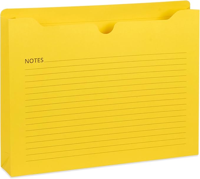 Blue Summit File Jackets Letter Size 2 Inch Expansion, Lined Folders with Lines for Notes on Front, 2 inch File Jacket Folders, Top Tab Pockets, Assorted Colors, Expandable, 25 Pack