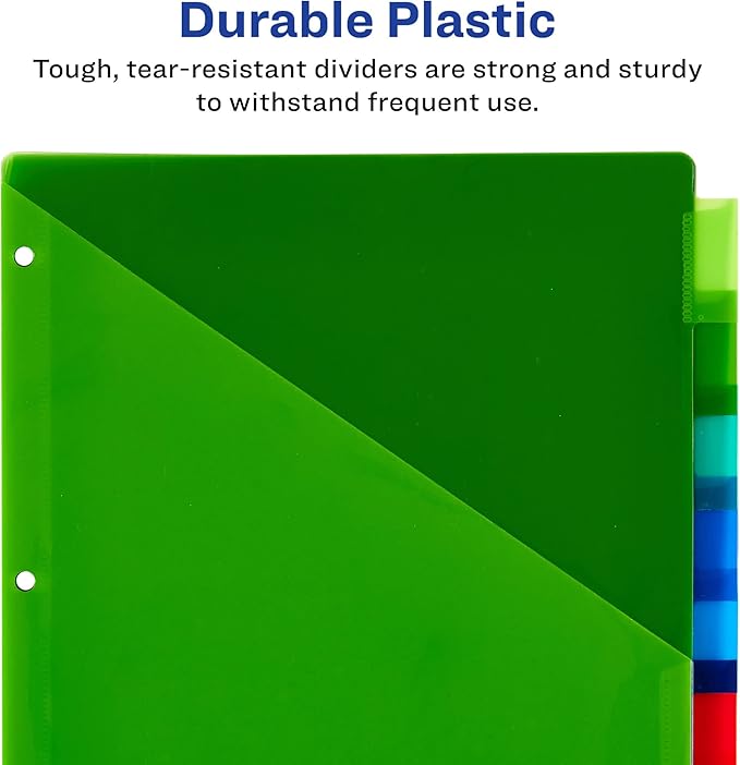 Avery Dividers for 3 Ring Binders,8-Tab Sets,Two-Pocket Plastic Binder Dividers with Tabs,Multicolor,1 Set (11907),(Pack of 2)