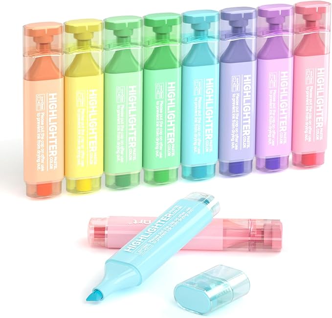 Shuttle Art Pastel Highlighters, 8 Assorted Macaron Colors Highlighter Pens, Chisel Tip Dry-Quickly Non-Toxic Highlighter Markers for Adults Kids Highlighting in the Home School Office
