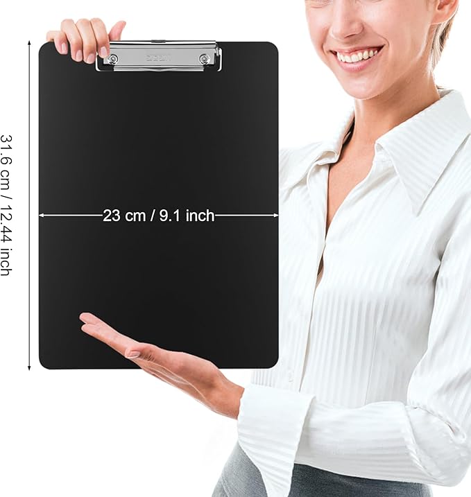 ZCZN Metal Clipboards, 10 Pack Heavy Duty Aluminum Clipboards 12 x 9 Inches, A4 Letter Sizer Document Holder with Low Profile Clip, Suitable for School, Office, Jobsite or Medical Staff, Black