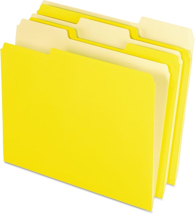 Pendaflex Two-Tone Color File Folders, Letter Size, Yellow, 1/3 Cut, 100 per box (152 1/3 YEL)