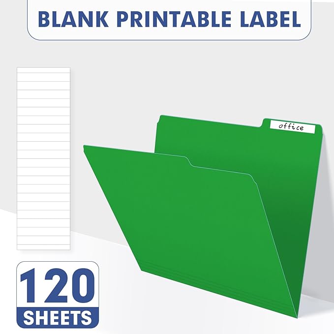File Folder, PANDRI 120 Pack File Folder, 1/3 Cut Tab, Letter Size, Filing Folder for Office School Business, Green