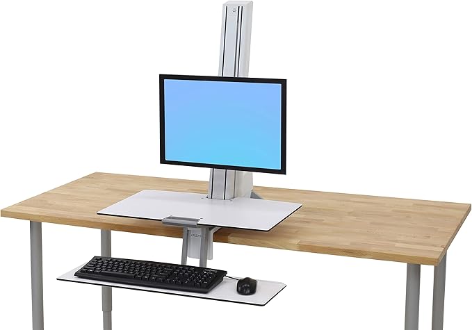 Ergotron – WorkFit-S LD Single Monitor Standing Desk Converter, Sit-Stand Workstation for Tabletops – 6 to 16 lbs, White