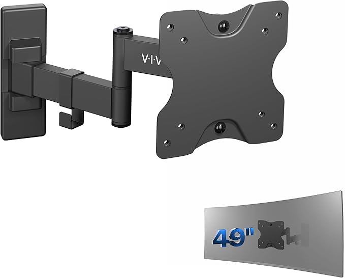 VIVO Full Motion Ultrawide Monitor Wall Mount, Fits Ultra-Wide Screens up to 49 inches and 44 lbs, Tilt and Swivel Arm, Black, MOUNT-VW01M