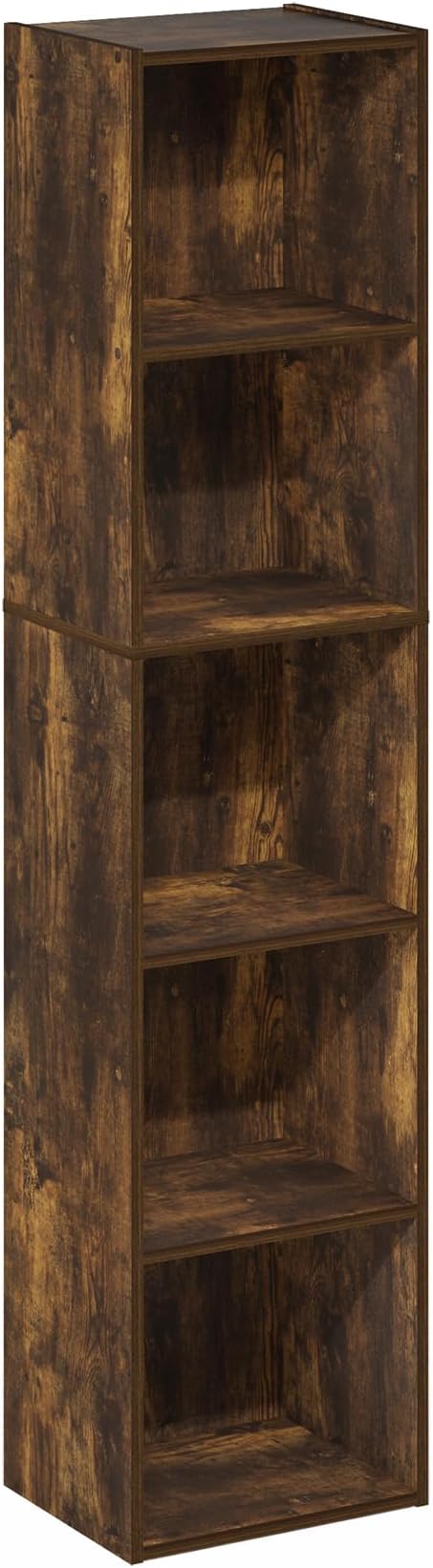 Furinno PASIR Book Shelf, 5-Tier Modern Bookshelf, Open Shelves Bookcase 9 x 12 x 52, for Living Room, Bedroom, Home Office, Amber Pine