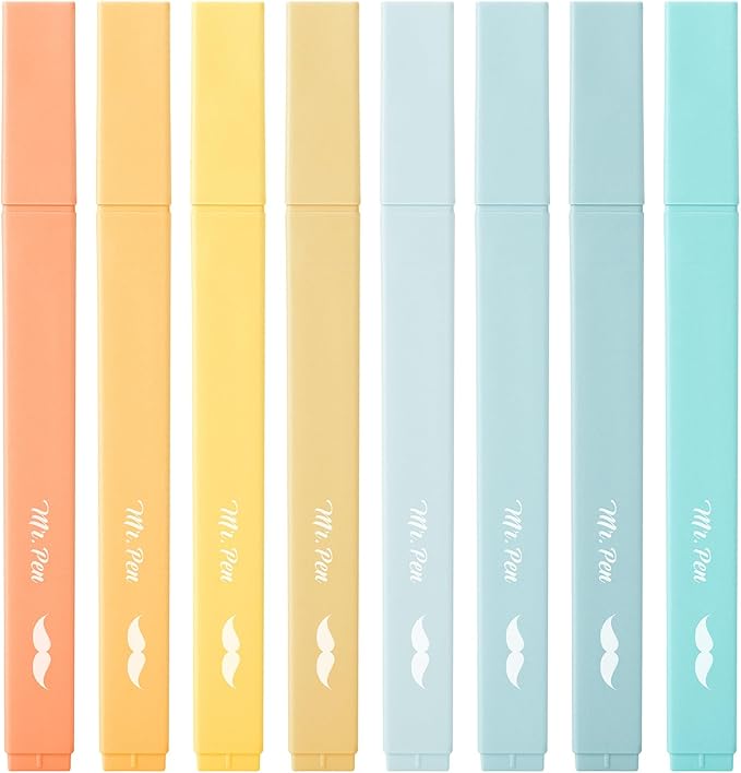 Mr. Pen- Aesthetic Highlighters, 8 pcs, Chisel Tip, Pastel Colors, Cute Highlighters Assorted Colors